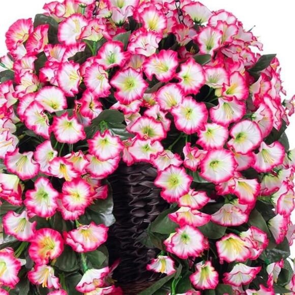 Artificial Hanging Flowers in Basket Fake Plant for Outside, Silk - Picture 7 of 8